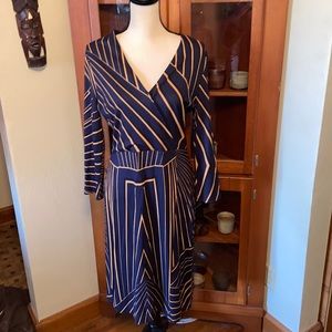 Art Deco stripes modern business casual dress.